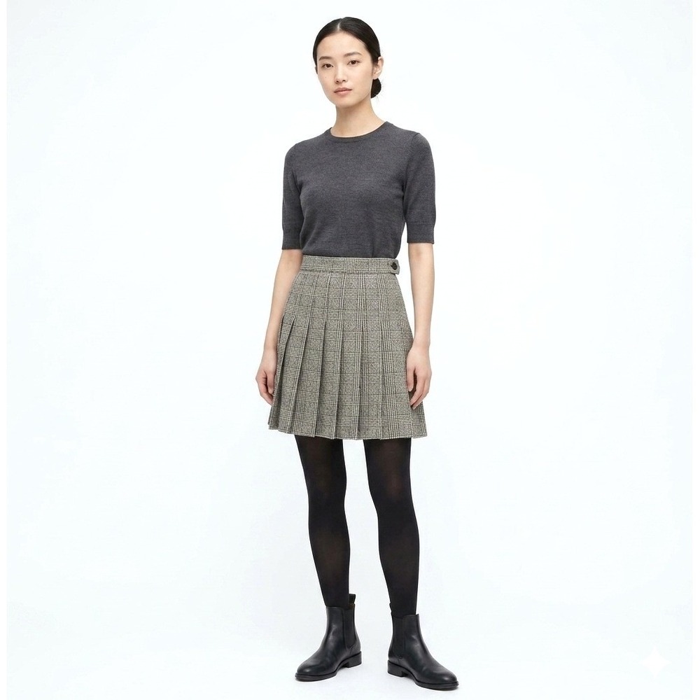 Rafferty Vintage Pleated Plaid Mini Skirt‎ Black Gray Checked Academic Size 5